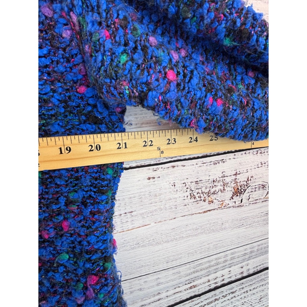 Vintage 80s Bright Blue Multi-Color Cowl Neck Pullover Sweater L Unique Dopamine - Picture 8 of 8